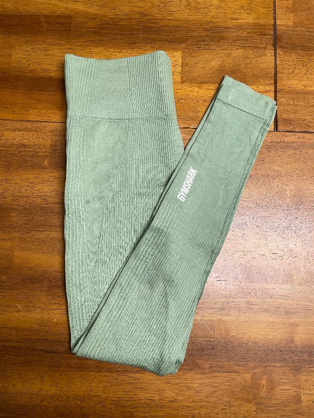 Gymshark Power Down Ribbed Seamless Leggings Dusty Sage Green Small